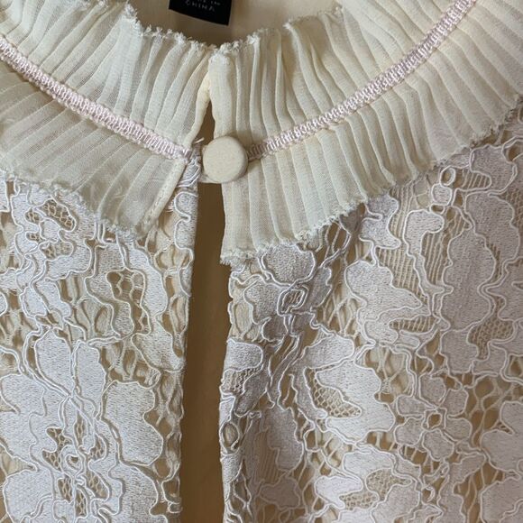 J. Crew Cream Lace Keyhole Ruffle Neck Sleeveless Blouse Size XS - Picture 13 of 14